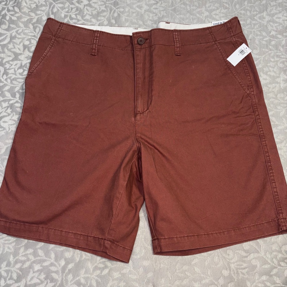 Old Navy Lived-In Straight Shorts Mens 40 Brown NEW Cotton 10" Inseam Chino